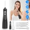 Portable Water Dental Flosser Cordless Rechargeable Dental Oral Irrigator IPX7 Waterproof Teeth Cleaner with 4 Modes 4 Nozzles 10.15oz Detachable Wate