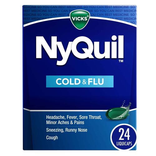 Vicks NyQuil Liquicaps, Nighttime Cold, Cough & Flu Medicine, Over-the-Counter Medicine, 24 Ct Vicks NyQuil Liquicaps, Nighttime Cold, Cough & Flu Medicine, Over-the-Counter Medicine, 24 Ct