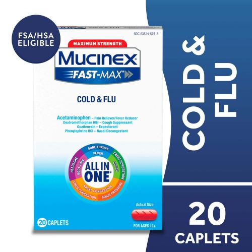 Mucinex All in One Fast Max, Cold and Flu Medicine, 20 Caplets Mucinex All in One Fast Max, Cold and Flu Medicine, 20 Caplets
