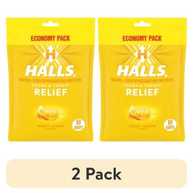 (2 pack) HALLS Relief Honey Lemon Cough Drops, Economy Pack, 80 Drops