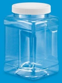 Clear Food Grade PET Plastic Square Grip Storage Jar w/ Cap - 64 Fluid Ounces (7-8 Cup Storage Capacity) BUY 1 GET 1 FREE (MIX AND MATCH - PROMO APPLI