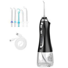 Portable Water Dental Flosser Cordless Rechargeable Dental Oral Irrigator IPX7 Waterproof Teeth Cleaner with 5 Modes 5 Nozzles 10.14oz Detachable Wate (Option: DentalFlosserBlack)