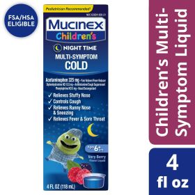 Mucinex Children's Night Time Cold Medicine, Multi-Symptom Relief, Mixed Berry, 4 fl oz (Brand: Mucinex)