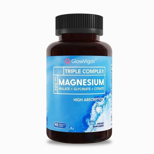 Triple Magnesium Complex | 300mg of Magnesium Glycinate, Malate, & Citrate for Muscles, Nerves, & Energy | High Absorption | Vegan, Non-GMO | 90 Capsu